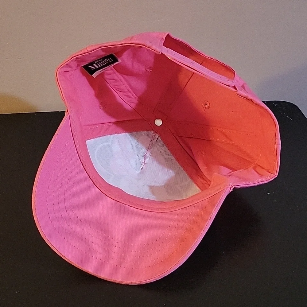 Disney Minnie Mouse Hat Cap Pink Snap Back Girls Full Logo Adjustable